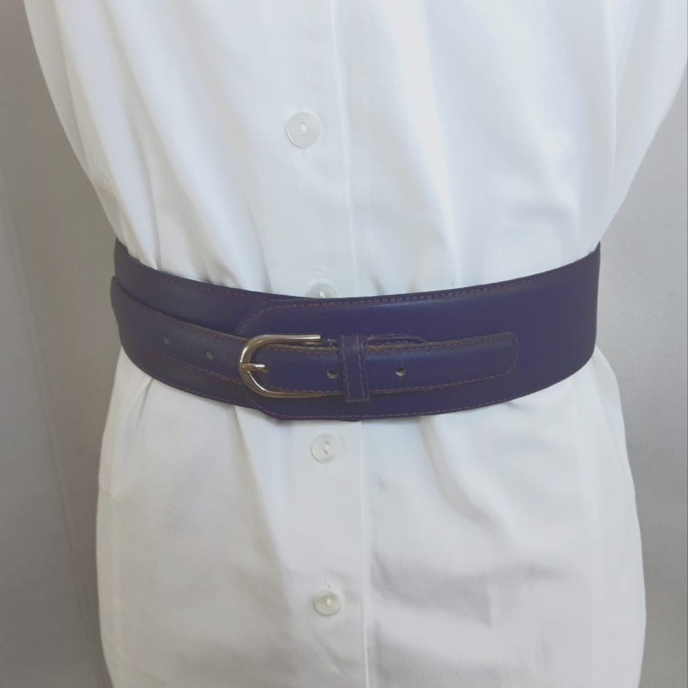 VTG R.O.C. PURPLE GENUINE LEATHER WAIST CLINCHER BELT M